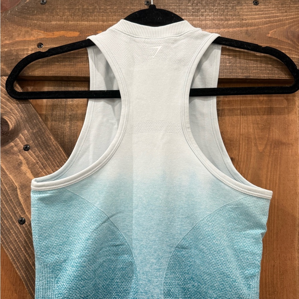 Gymshark Blue and White Sleeveless Muscle Tee